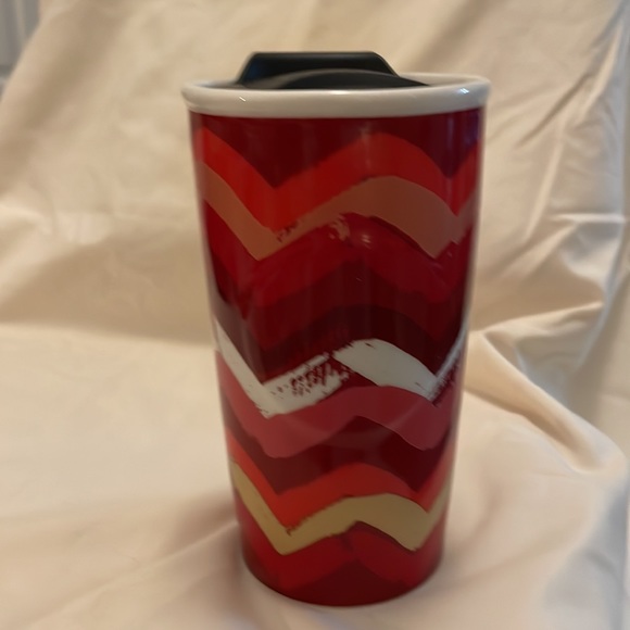 STARBUCKS VINTAGE 2014 ZIG-ZAG 10oz DOUBLE WALLED CERAMIC TUMBLER. - Picture 2 of 9